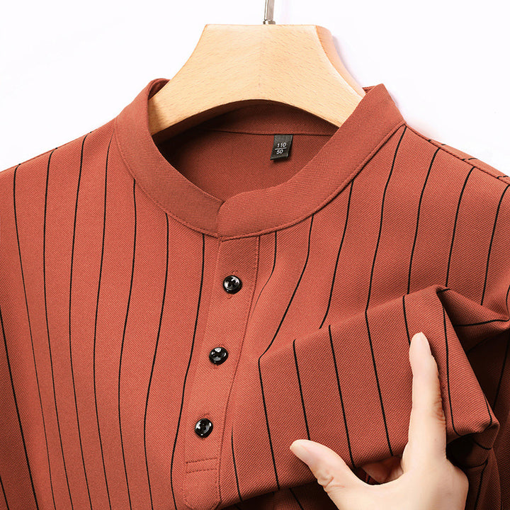 Men's polo shirt with an elegant striped pattern and a high-quality button placket Lune London