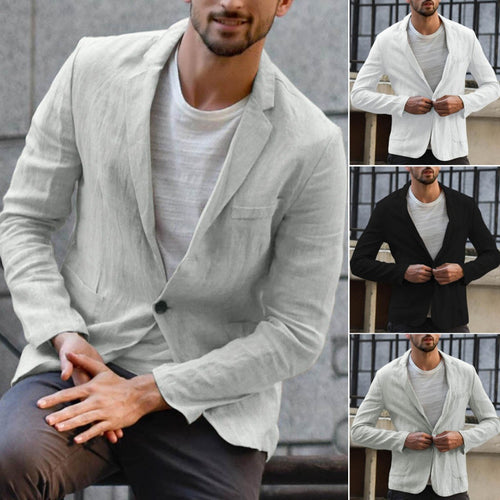 Elegant linen jacket for men with modern cut and pockets Amarae