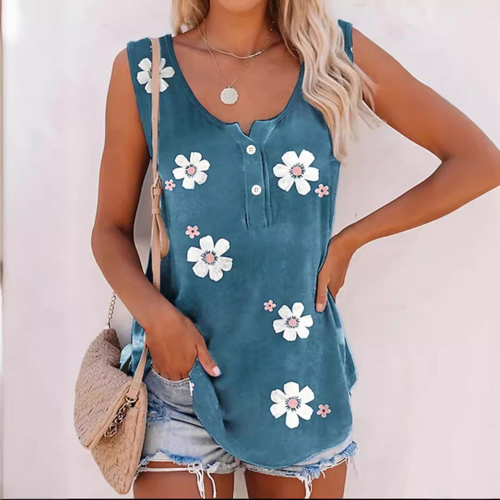 Ladies Floral Embroidered Sleeveless Top Lune London