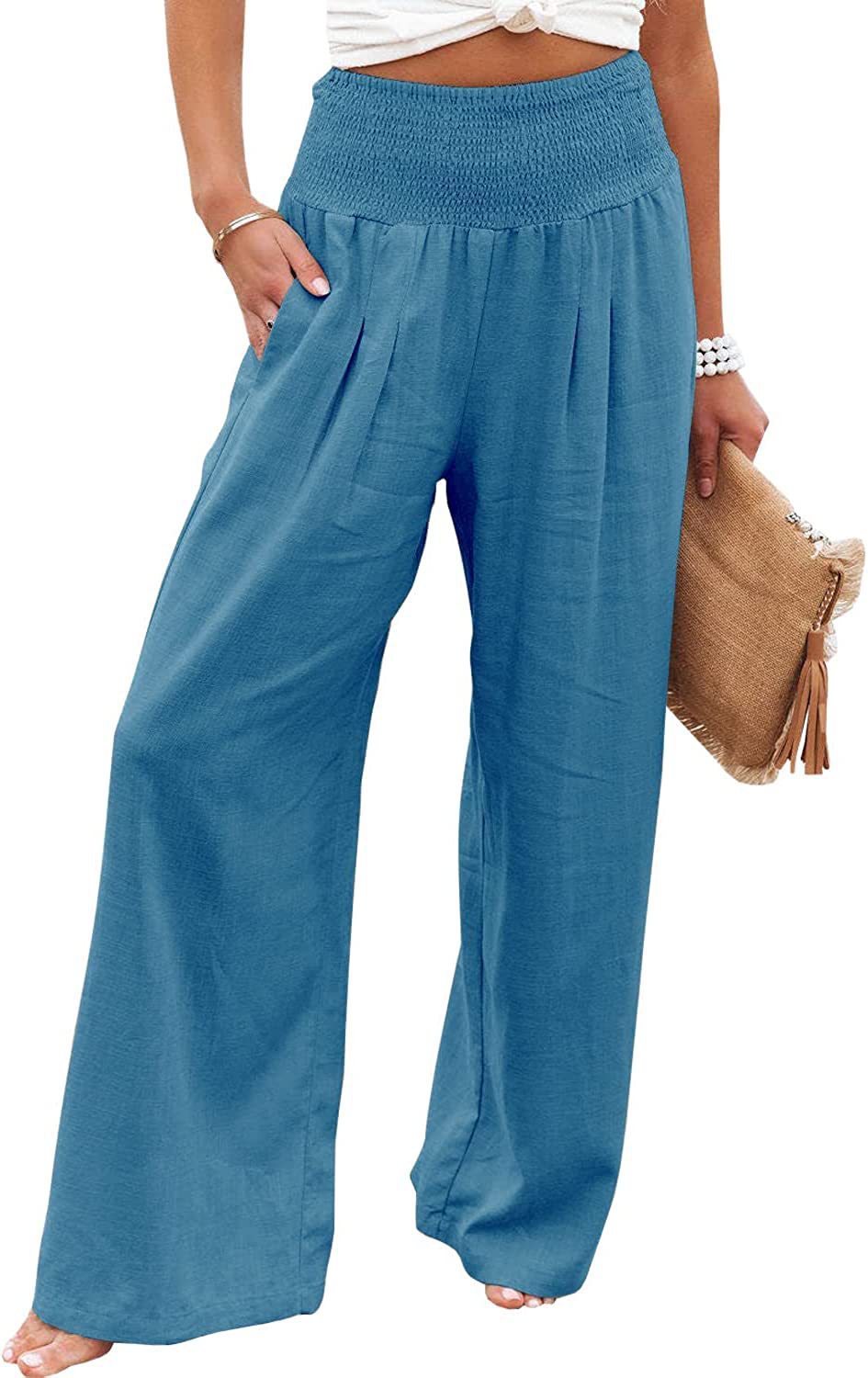 Pantalon Palazzo décontracté pour femmes avec taille élastique et poches latérales Chic & Stil