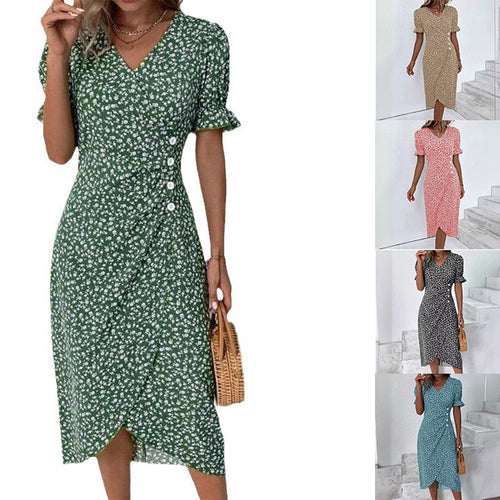 Vintage-inspired floral wrap dress for women Amarae