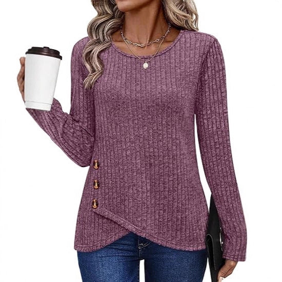 Dames haut tendance et décontracté avec détails de bouton Chic & Stil