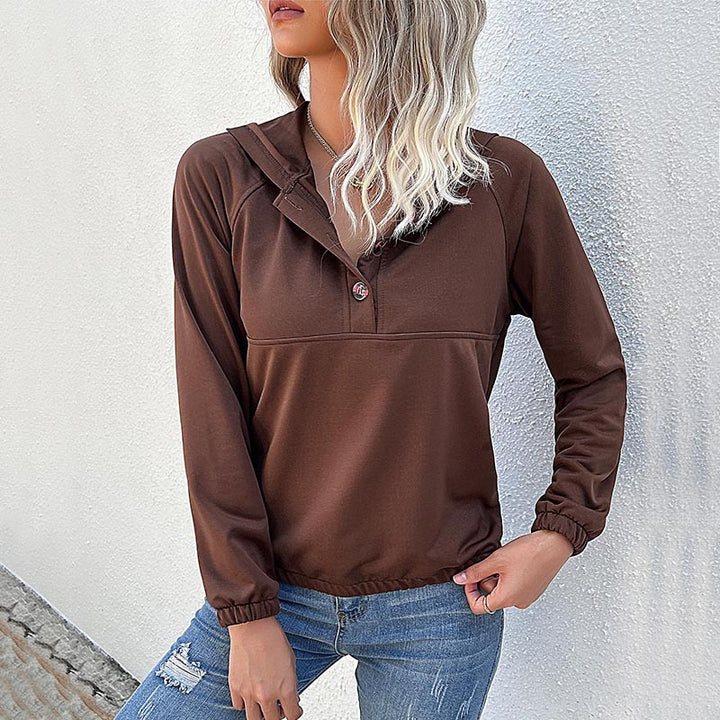 Women's button hoodie top with elastic cuffs Lune London