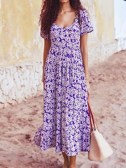 Maxi dress for women with flowing hem and floral pattern Lune London