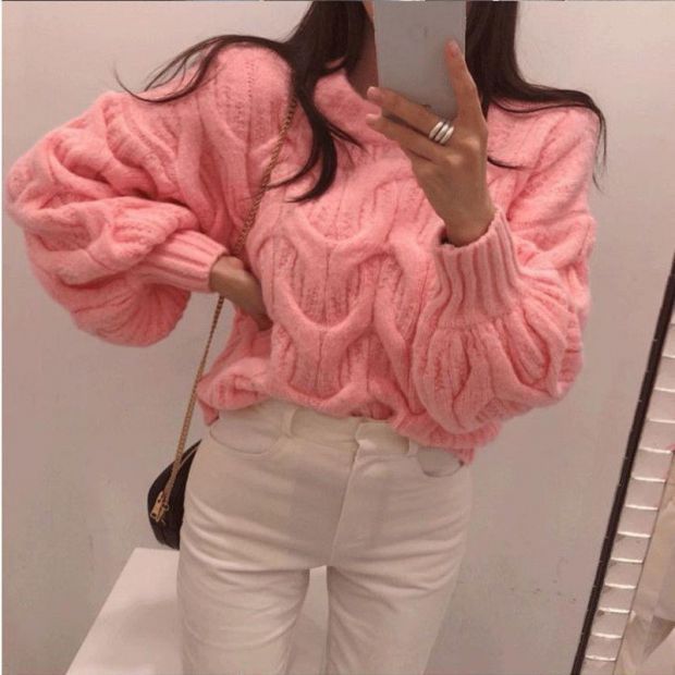 Sweater en tricot épais pour femmes avec une structure de motif en câble élégant et une coupe décontractée Chic & Stil