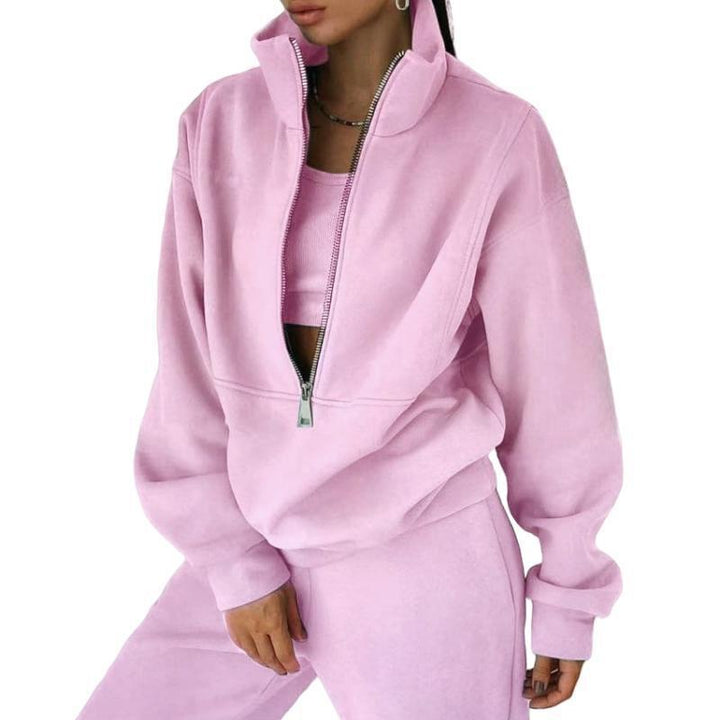 Women's sweatshirt with high collar and zipper Lune London