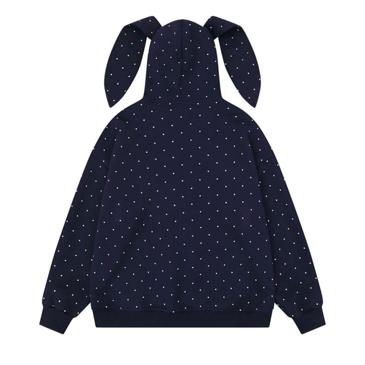 Women’s hoodie with bunny ears, all-over polka dots and full zipper Amarae
