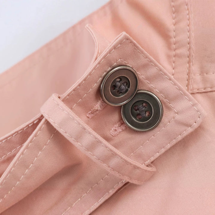 Women Lightweight Cropped Field Jacket with Stand-up Collar, Drawstring and Flap Pockets Amarae
