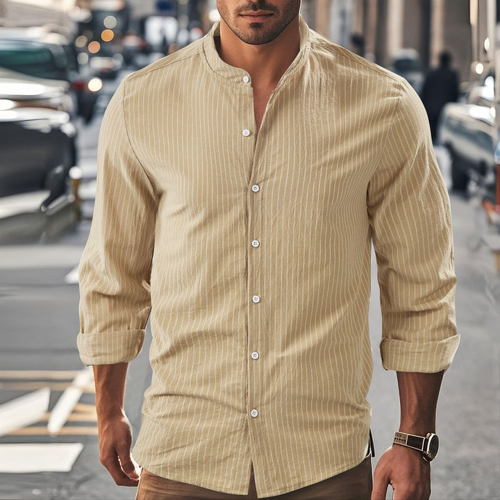 Men's long sleeve shirt with high collar and finely knitted fabric Lune London