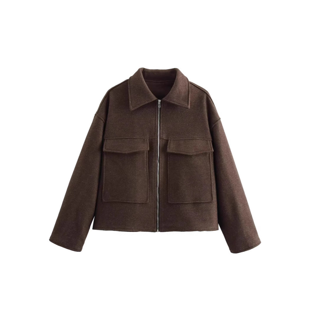 Casual overshirt jacket for women with pockets and zipper Lune London