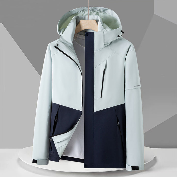 Men's technical softshell jacket with hood, windproof membrane, and chest zipper pocket Amarae