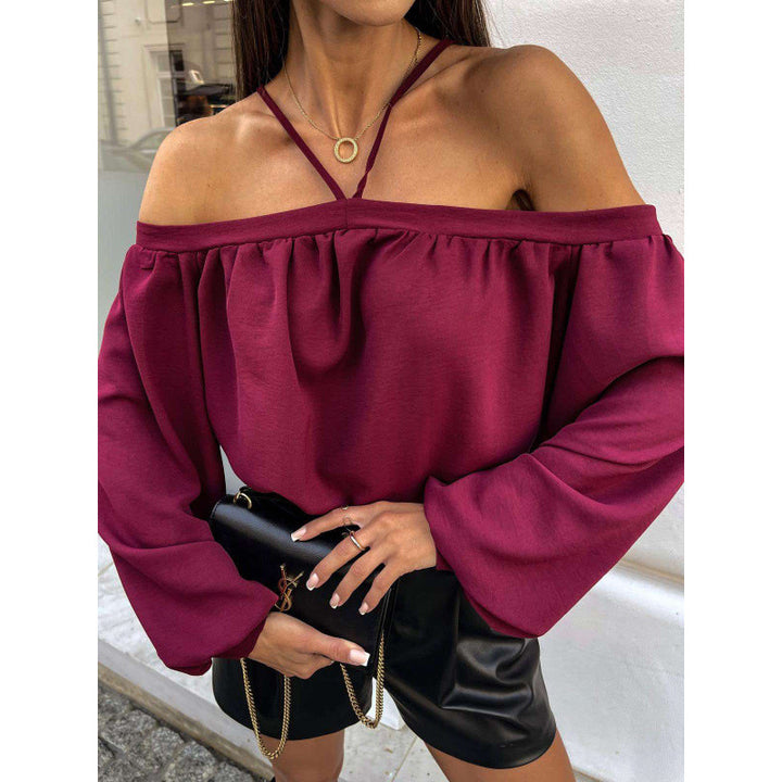 Off-the-shoulder blouse for women with leopard print Lune London