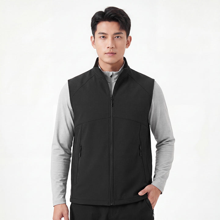 Men's softshell vest with stand-up collar, windproof performance softshell and structured inner side Amarae
