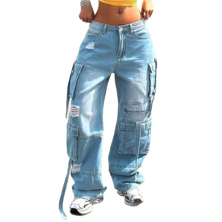 Women's cargo jeans in a wide baggy cut with multiple cargo pockets Amarae
