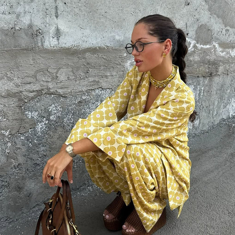 Women's Loose Lounge Two-Piece with Shirt Blouse and Balloon Pants Amarae