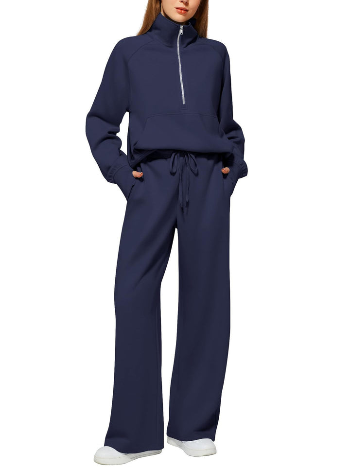Lune London Women's Sports Loungewear Set with High Collar and Flared Legs