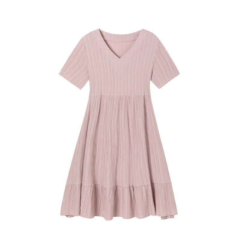 Lune London V neck ruffled fluid dress for women