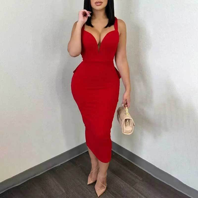 Robe de soirée élégante pour femmes avec décolleté en V profond et coupe ajustée Chic & Stil