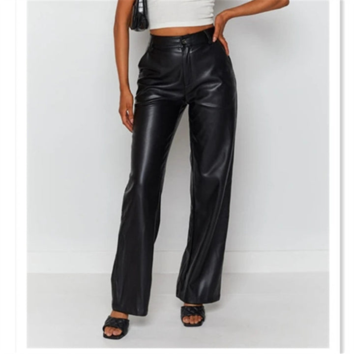 Elegant faux leather trousers for women, high-waisted design Lune London