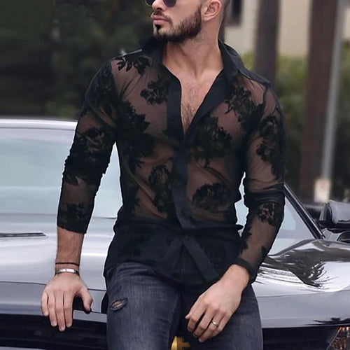 Transparent blouse for ladies with floral lace pattern Amarae
