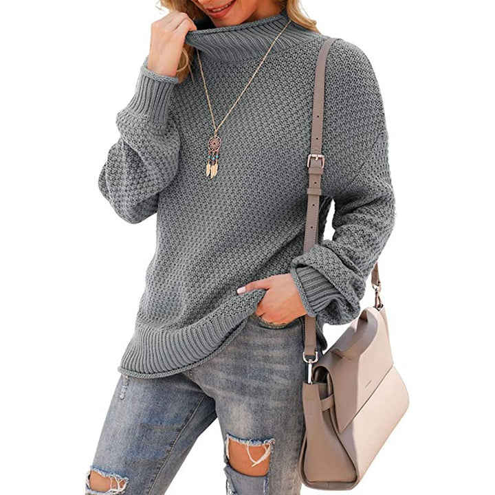 Pull en tricot pour femmes avec col montant et aspect texturé Chic & Stil