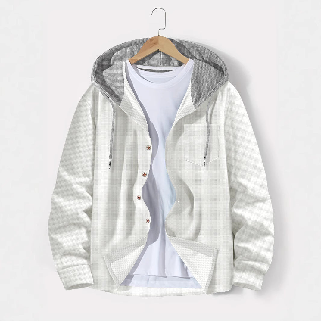 Casual hooded jacket for men with button placket and practical side pockets Lune London