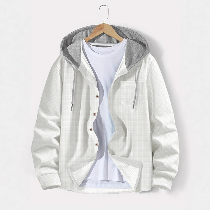 Casual hooded jacket for men with button placket and practical side pockets Lune London