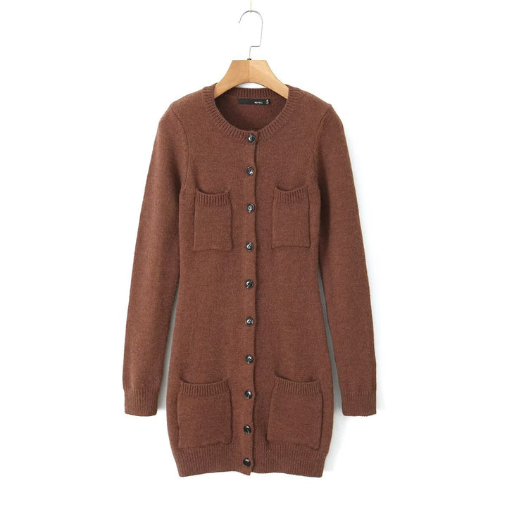 Knit jacket for women with button front closure and practical pockets Lune London