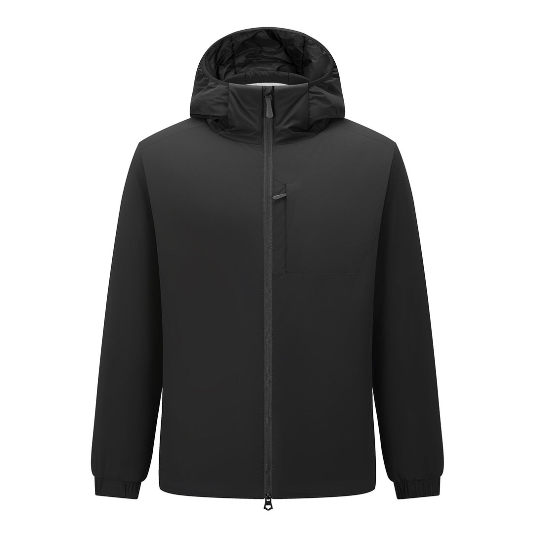 Men's Lightweight Waterproof Softshell Rain Jacket with Hood and Hidden Chest Pocket Amarae