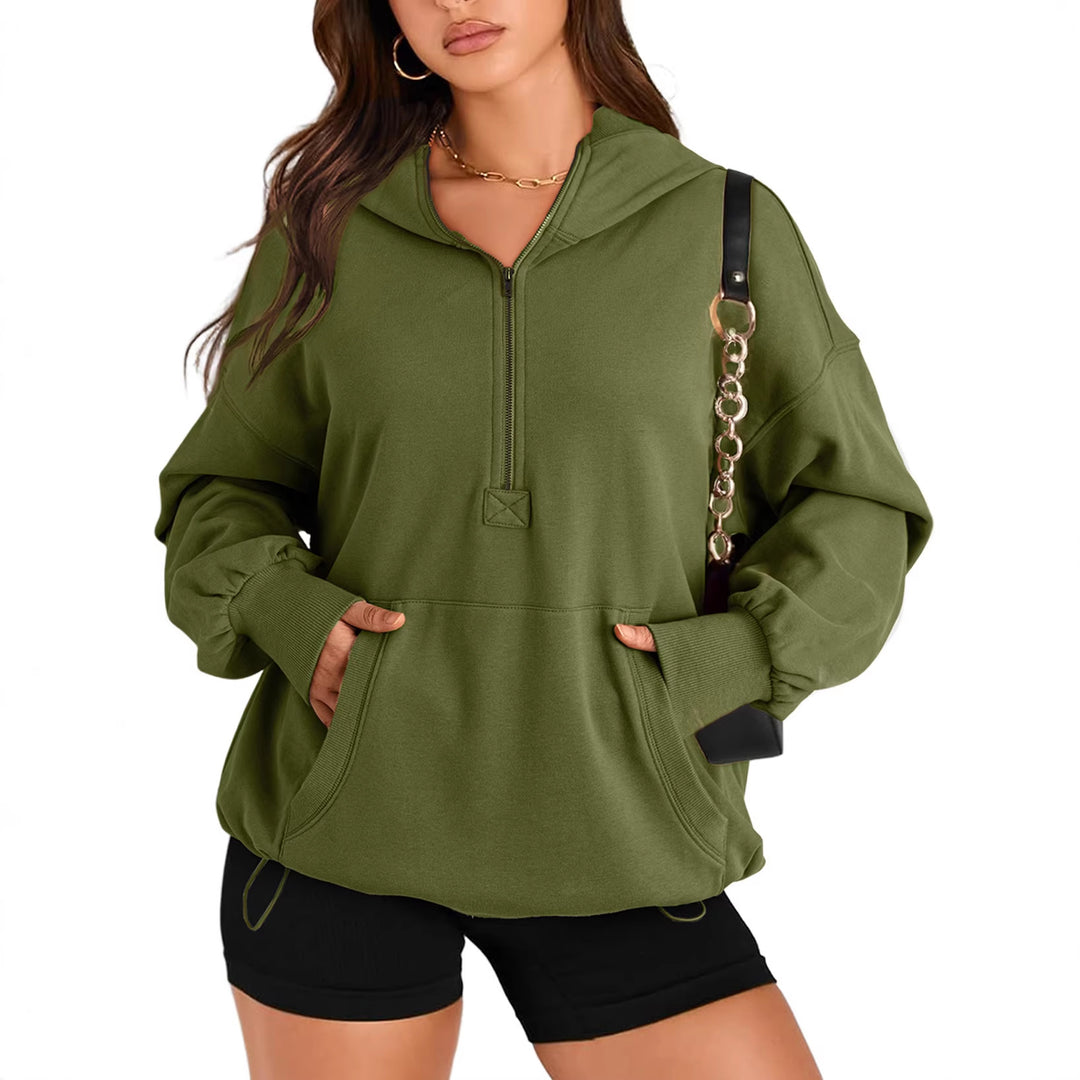 Women's Oversize Half-Zip Hoodie with Kangaroo Pocket Amarae
