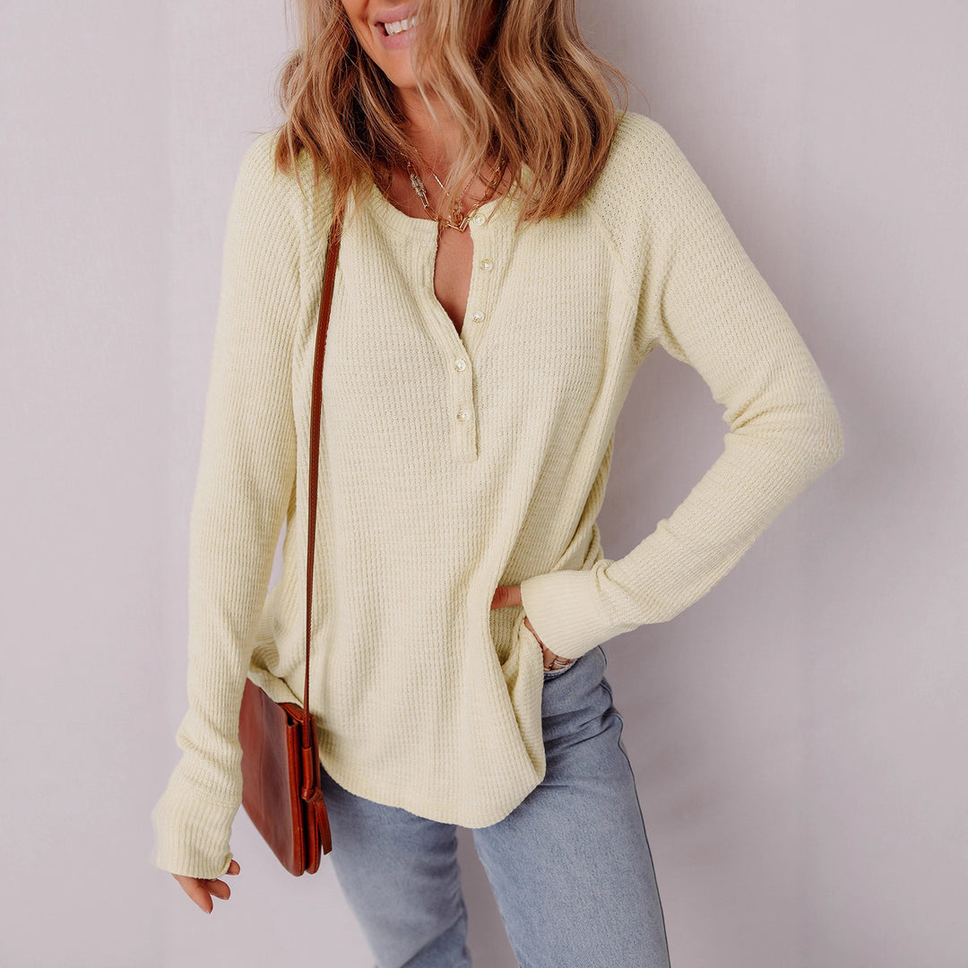 Lune London textured material casual Henley sweater for women