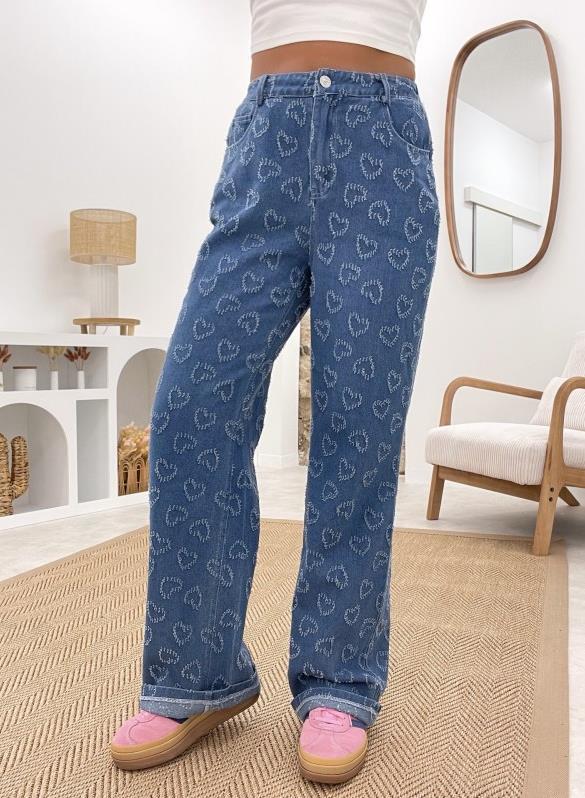 Casual fit women's jeans with floral pattern Chic & Stil