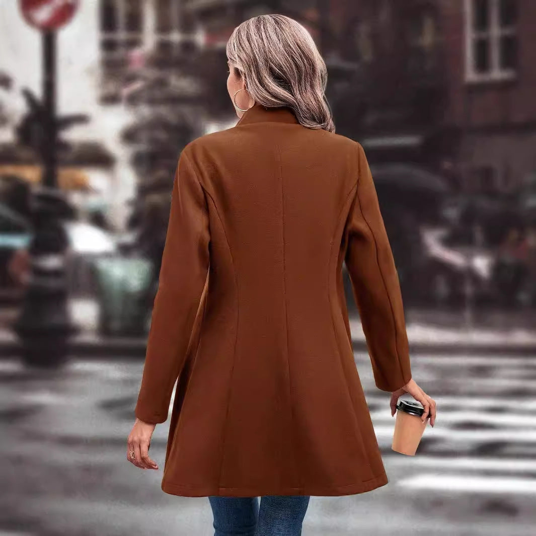 Ladies Elegant Long Chic Wool Jacket