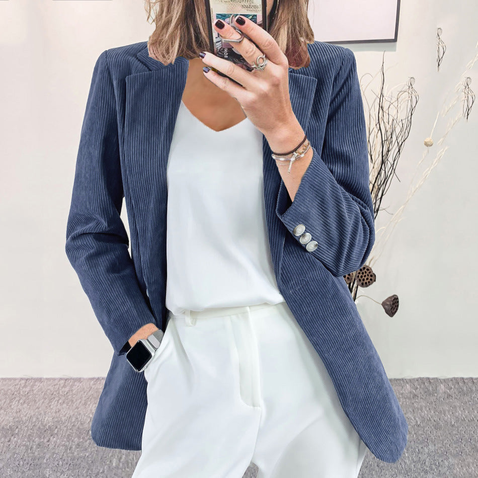 Women's cord blazer with fine texture and elegant details Lune London