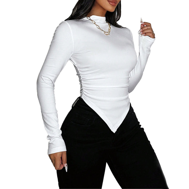 Haut à manches longues pour femmes avec ourlet asymétrique et élégante drapé Chic & Stil