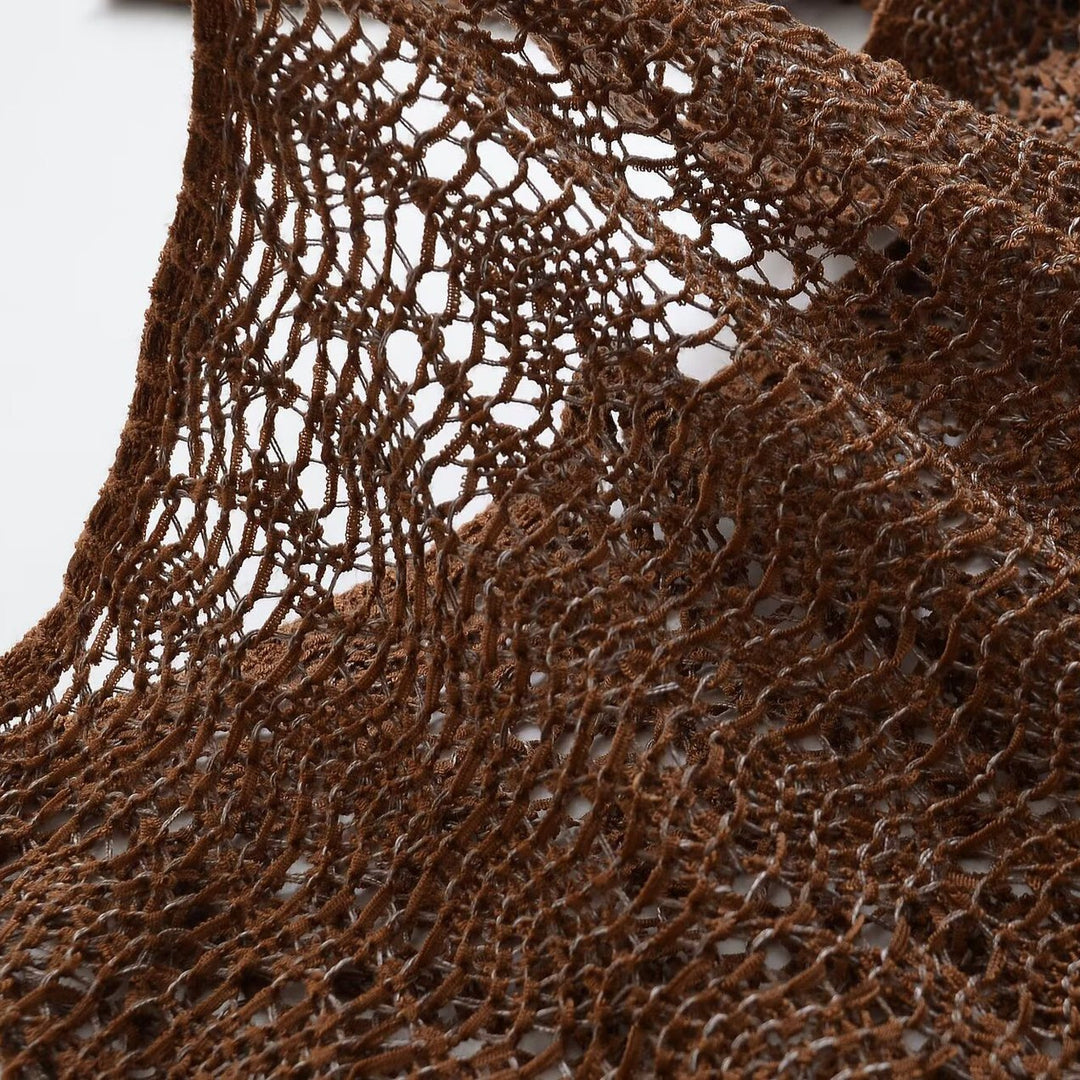 Women's Loose Crocheted Cropped Sweater with Wide Fit Amarae