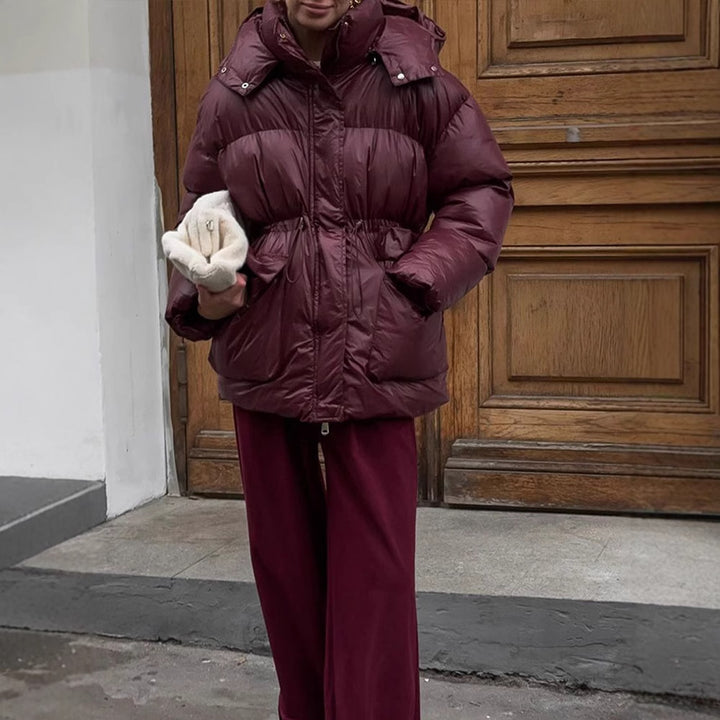 Ladies oversized down jacket with high collar and pockets Lune London