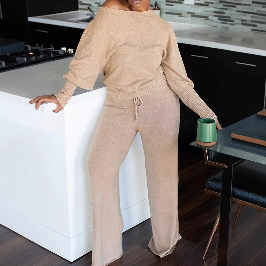 Costume en tricot pour femmes avec jambe large et coupe décontractée Chic & Stil