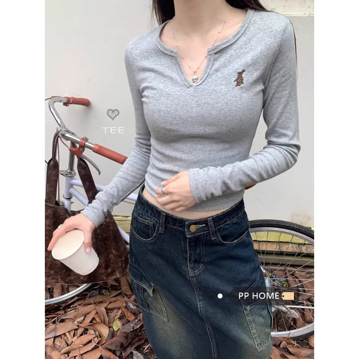 Women's casual cropped long sleeve shirt Chic & Stil