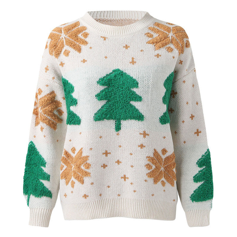 Festive Christmas sweater for women with a detailed design of Christmas tree Lune London
