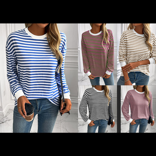 Long sleeve striped sweater for women with a relaxed fit Amarae