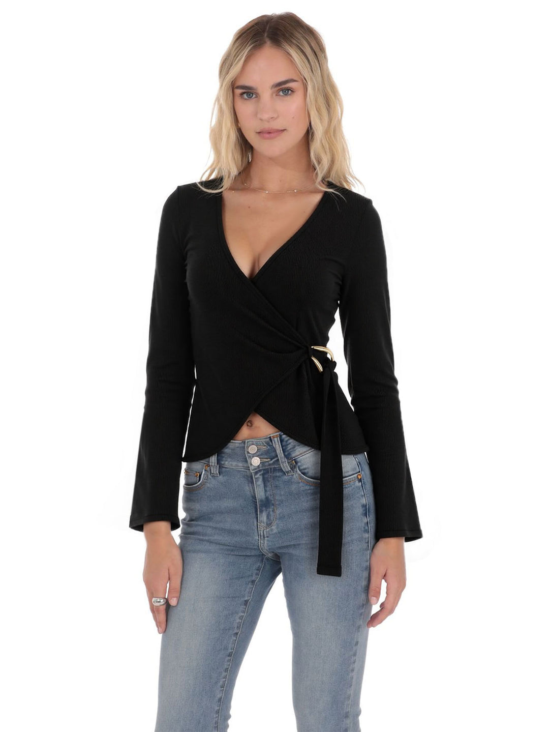 Chemisier Femme à Enveloppe avec Manches Longues et Détails Ruffles Élégants Chic & Stil