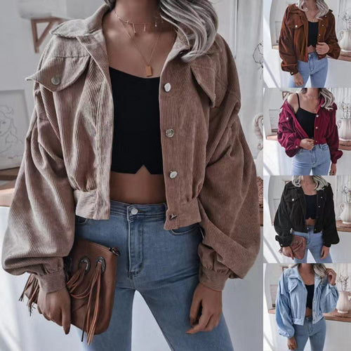 Corduroy jacket for women with a relaxed fit and trendy button details Amarae