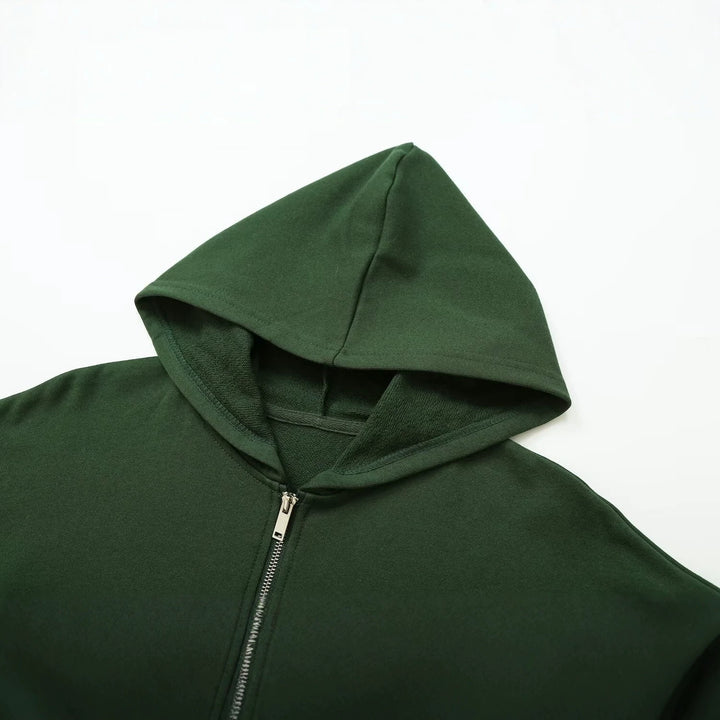 Women's Cropped Hoodie with Full Zipper and Kangaroo Pockets Amarae