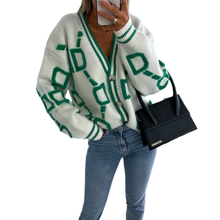 Women's knit jacket with graphic pattern and elegant buttons Lune London