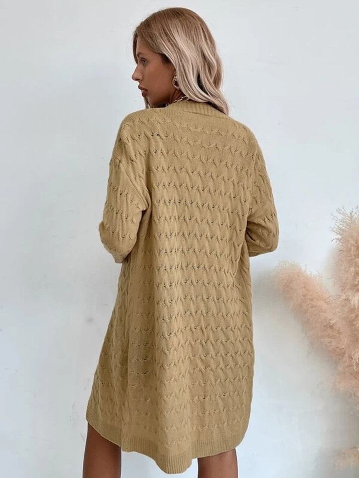 Knitted coat for ladies with a refined openwork pattern and a comfortable cut Lune London
