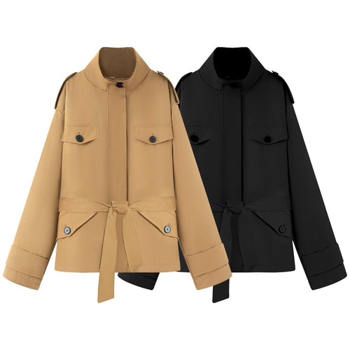 Ladies chic and stylish utility jacket with high collar