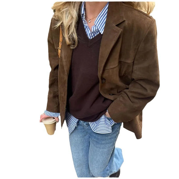 Veste en suédine pour femmes avec coupe ajustée Chic & Stil