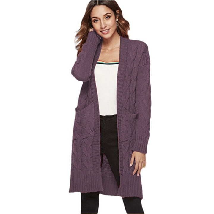 Wool coat for women with large pockets and elegant cable patterns Lune London