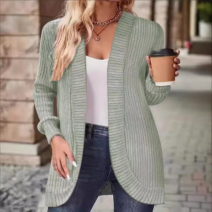 Women’s comfy knit cardigan with modern ribbed pattern Lune London
